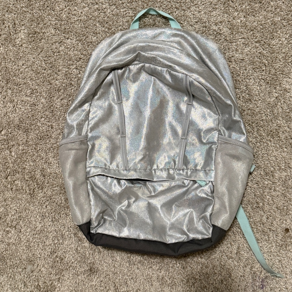 Lands' End Shimmering Silver Kids Backpack